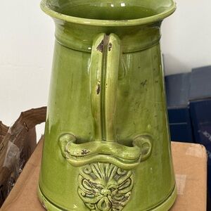 Wild Olive Co. Green Ceramic Vase with Handle